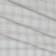 Shirt Fabric Arvind Cotton Blended Check Colour Light Brown N Off White