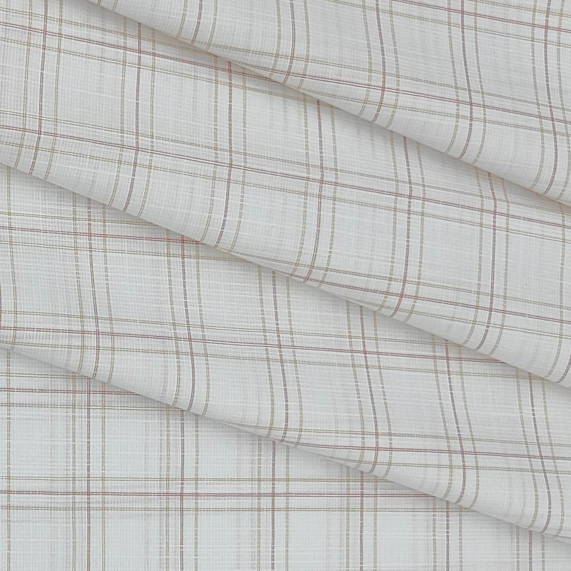Shirt Fabric Arvind Cotton Blended Check Colour Light Brown N Off White