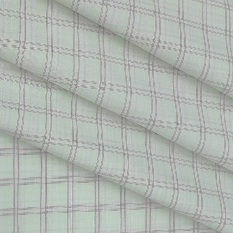 Shirt Fabric Arvind Cotton Blended Check Colour Gin Green N White