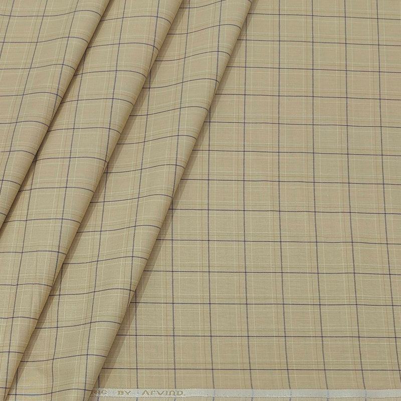 Shirt Fabric Arvind Cotton Blended Check Colour Chamomile Brown