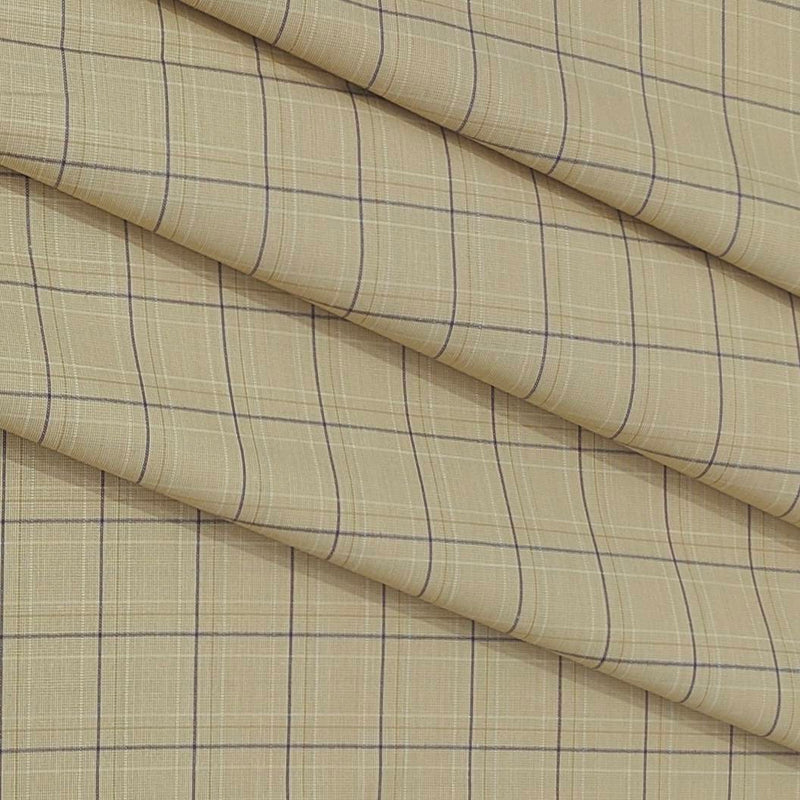 Shirt Fabric Arvind Cotton Blended Check Colour Chamomile Brown