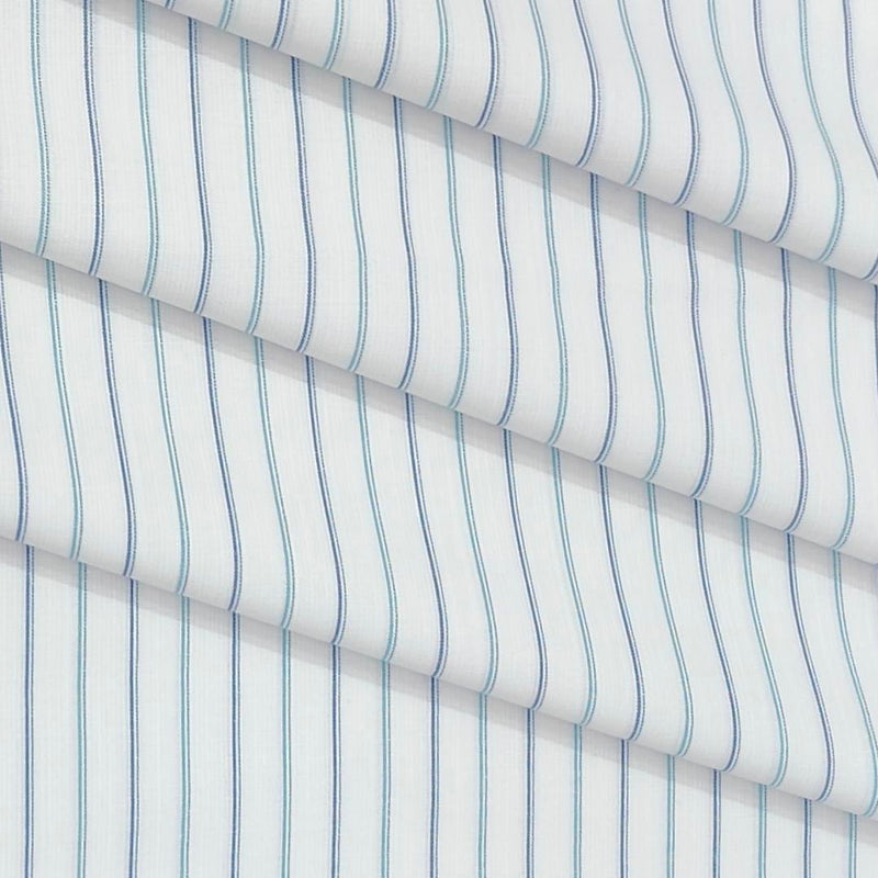 Shirt Fabric Arvind Cotton Blended Lining Colour Firozi Blue N White