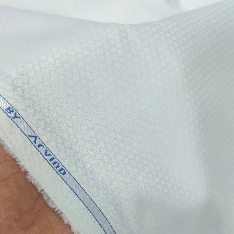 Shirt Fabric Arvind Cotton Blended Dobby Colour White