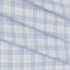 Shirt Fabric Arvind Cotton Blended Broad Check Colour Light Blue N White