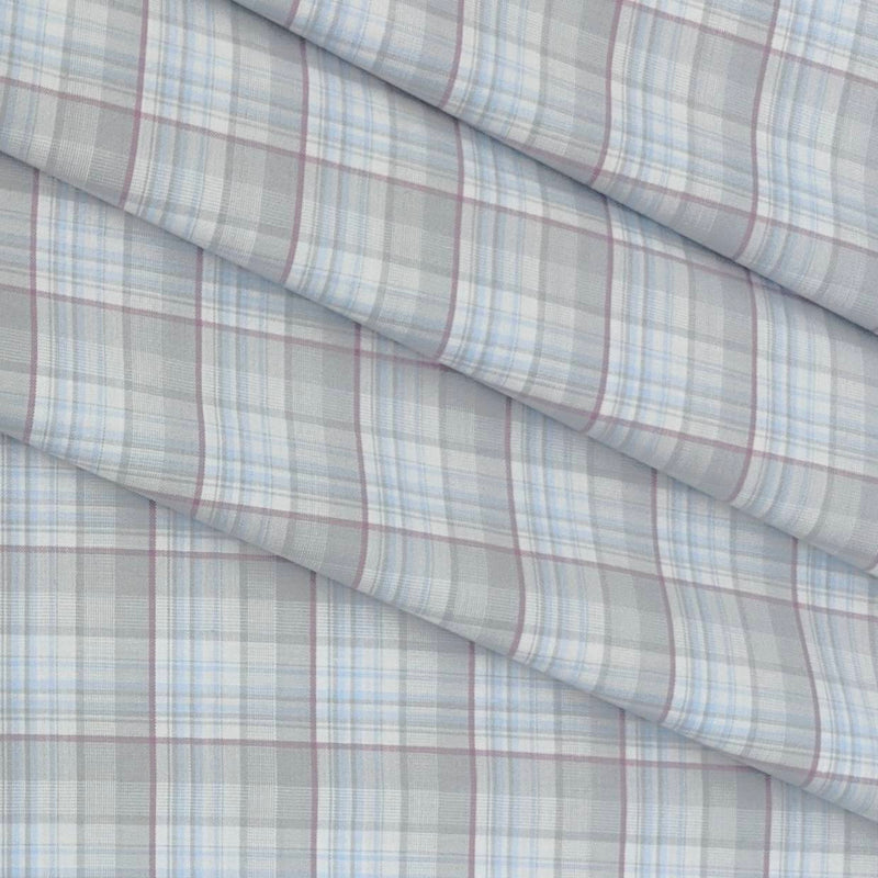 Shirt Fabric Arvind Cotton Blended Check Colour Light Blue N Light Grey