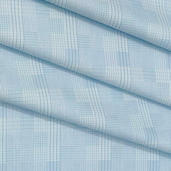 Shirt Fabric Arvind Cotton Blended Mix Check Colour Sky Blue