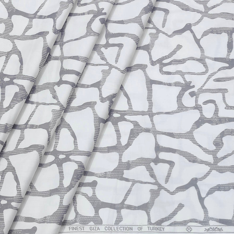 Shirt Fabric ManTire 60s Giza Cotton Printed Colour White N Grey