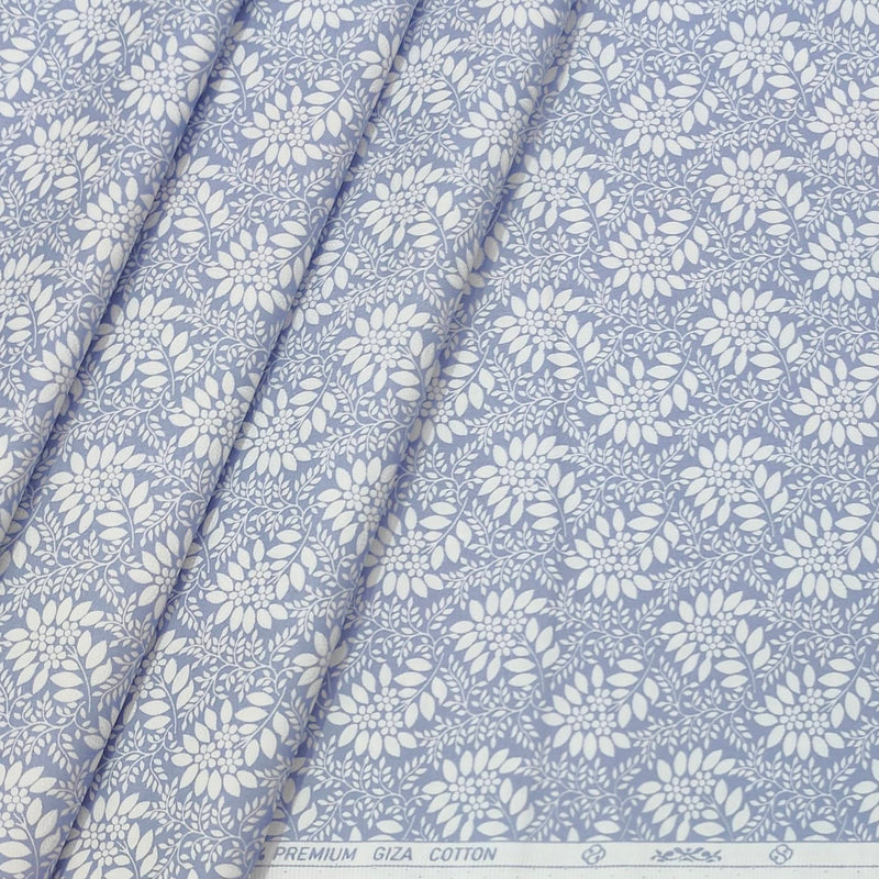 Shirt Fabric ManTire 60s Giza Cotton Printed Colour Light purple Blue