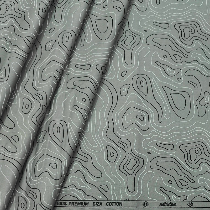 Shirt Fabric ManTire 60s Giza Cotton Printed Colour Greenish Grey