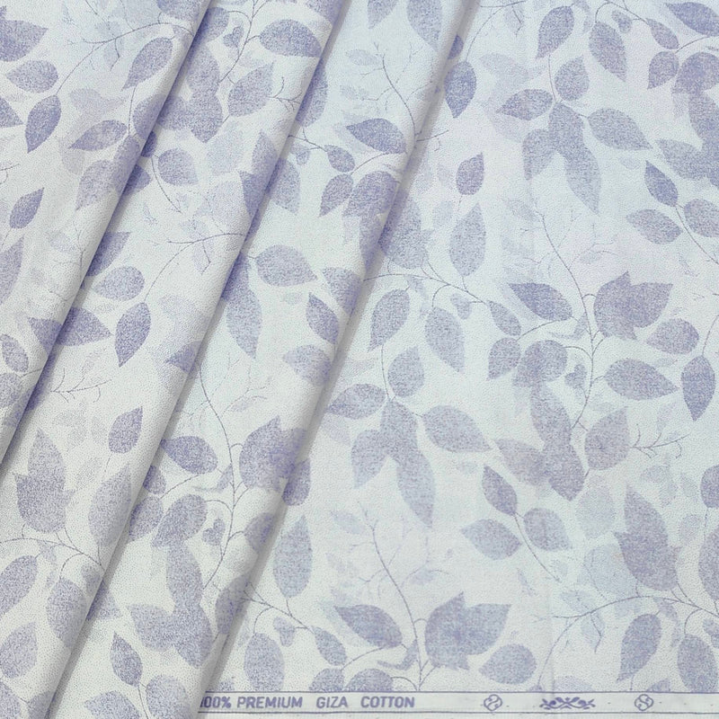 Shirt Fabric ManTire 60s Giza Cotton Printed Colour Light Lavender N Off White