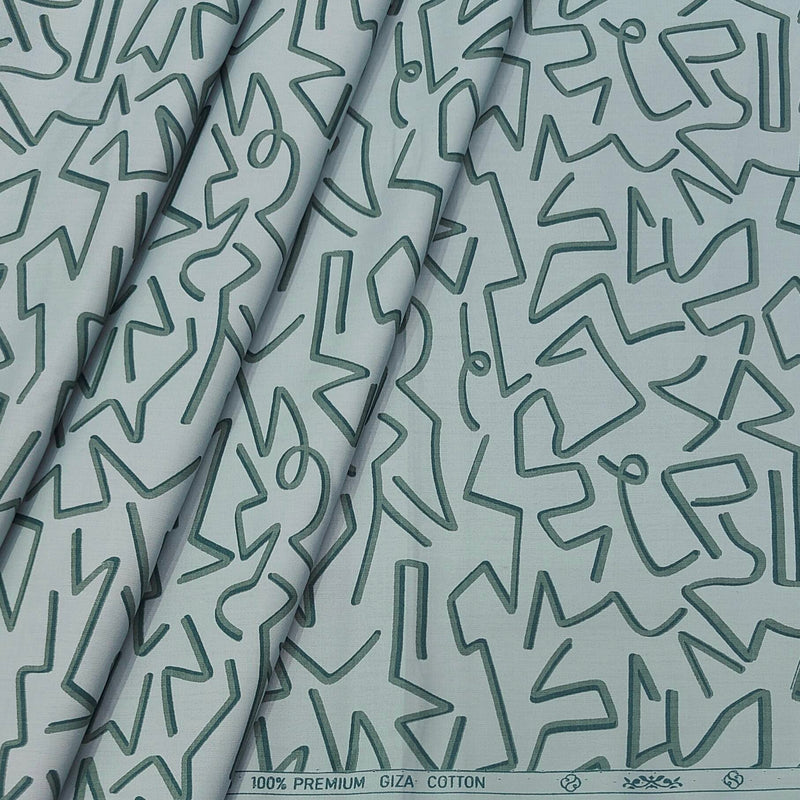Shirt Fabric ManTire 60s Giza Cotton Printed Colour Vridian Green