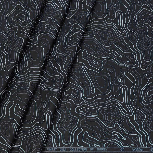 Shirt Fabric ManTire 60s Giza Cotton Printed Colour Black