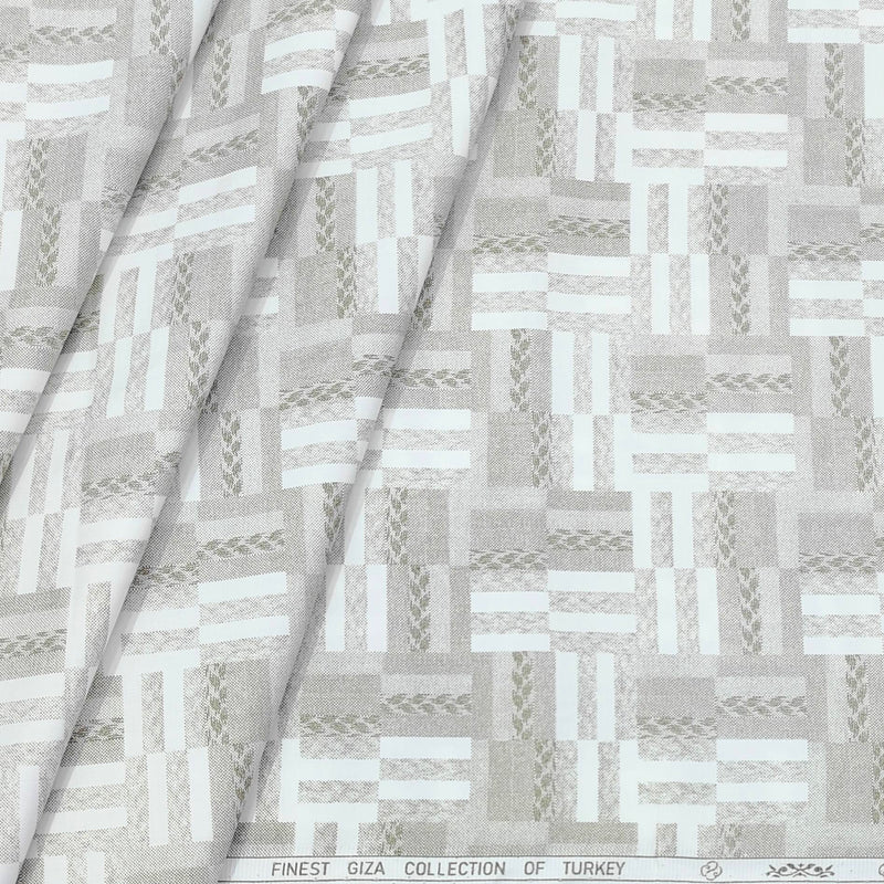 Shirt Fabric ManTire 60s Giza Cotton Printed Colour Brown N White