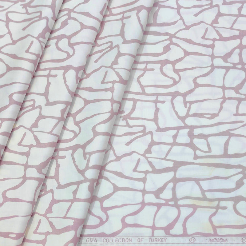 Shirt Fabric ManTire 60s Giza Cotton Printed Colour Fadded Lavender N Off White