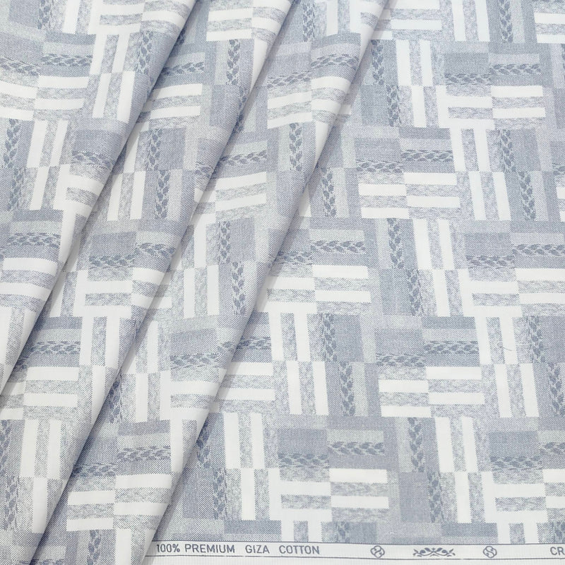 Shirt Fabric ManTire 60s Giza Cotton Printed Colour Greyish White