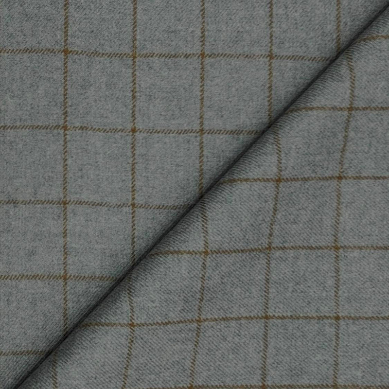Tweed Blazer Faric OCM Wool Blended Broad Check Colour Grey N Brown