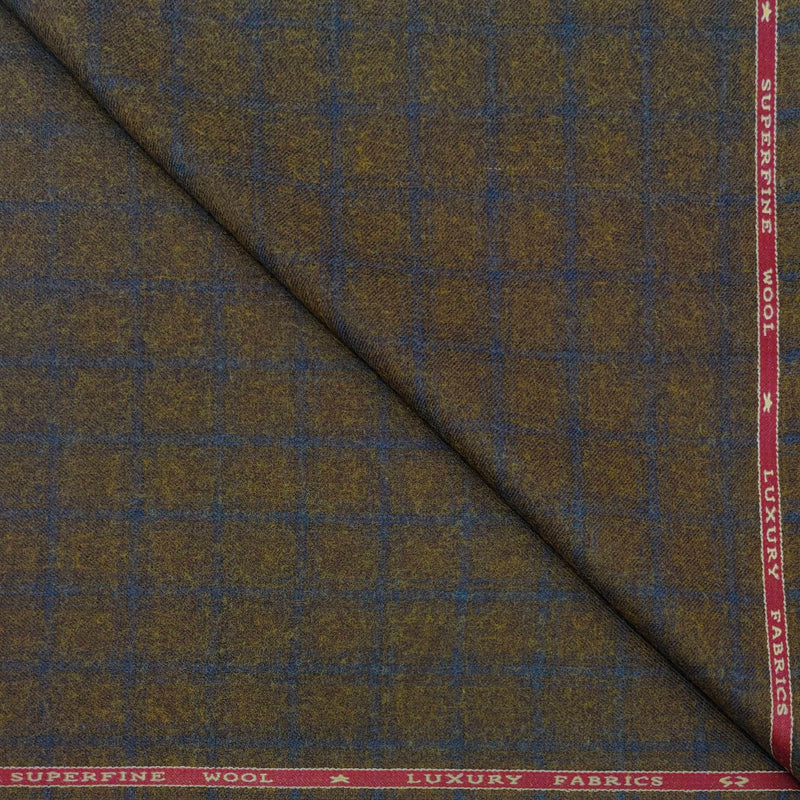 Tweed Blazer Faric OCM Wool Blended Broad Check Colour Dark Brown