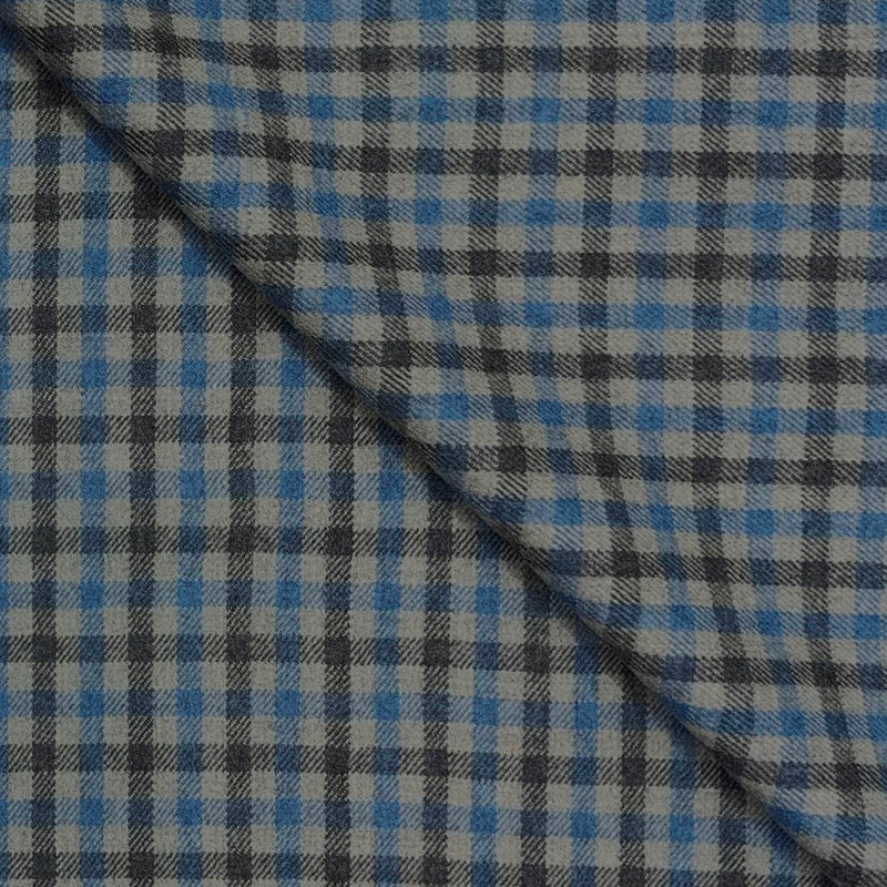 Tweed Blazer Faric OCM Wool Blended Check Colour Blue N Grey