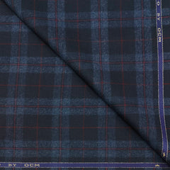 Tweed Blazer Faric OCM Wool Blended Broad Check Colour Blue