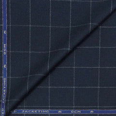 Tweed Blazer Fabric OCM Wool Blended Broad Check Colour Indigo Blue