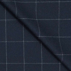 Tweed Blazer Fabric OCM Wool Blended Broad Check Colour Indigo Blue