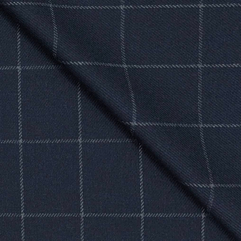 Tweed Blazer Fabric OCM Wool Blended Broad Check Colour Indigo Blue