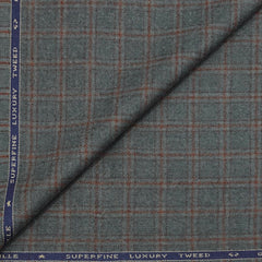 Tweed Blazer Fabric OCM Wool Blended Check Colour Cloud Grey