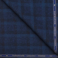 Tweed Blazer Fabric OCM Wool Blended Broad Check Colour Blue
