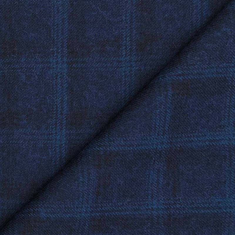 Tweed Blazer Fabric OCM Wool Blended Broad Check Colour Blue