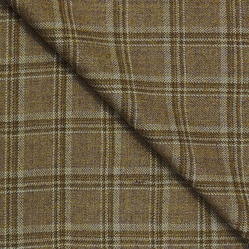 Tweed Blazer Faric OCM Wool Blended Broad Check Colour Tortilla Brown