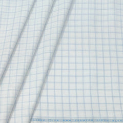 Shirt Fabric Linen Club Linen Blended Check Colour Blue N  White