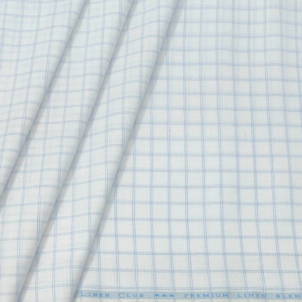 Shirt Fabric Linen Club Linen Blended Check Colour Blue N White