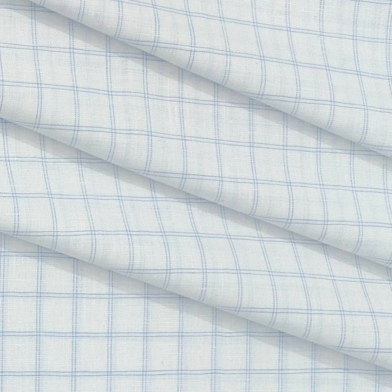 Shirt Fabric Linen Club Linen Blended Check Colour Blue N  White