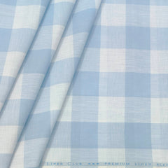 Shirt Fabric Linen Club Linen Blended Broad Check Colour Blue N White