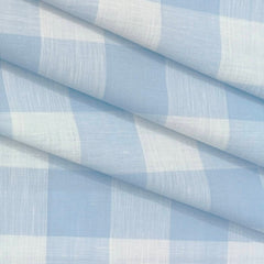 Shirt Fabric Linen Club Linen Blended Broad Check Colour Blue N White