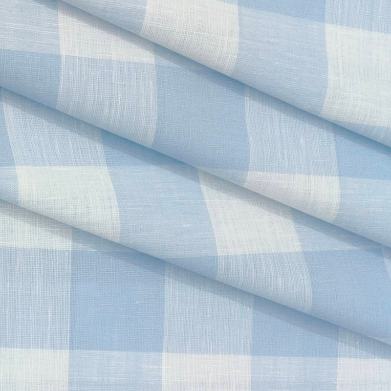 Shirt Fabric Linen Club Linen Blended Broad Check Colour Blue N White