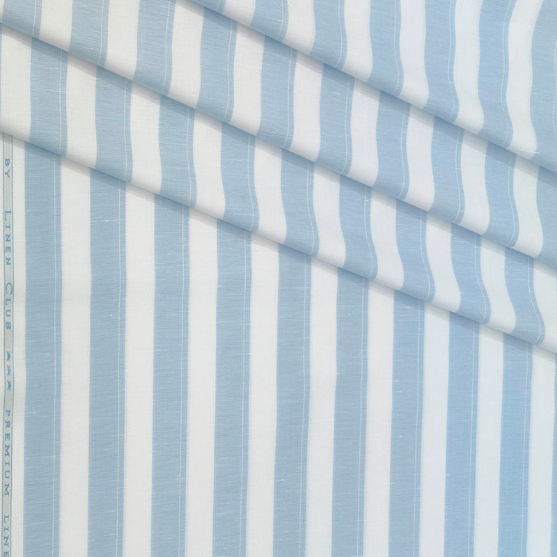 Shirt Fabric Linen Club Linen Blended Patta Lining Colour River Blue N White