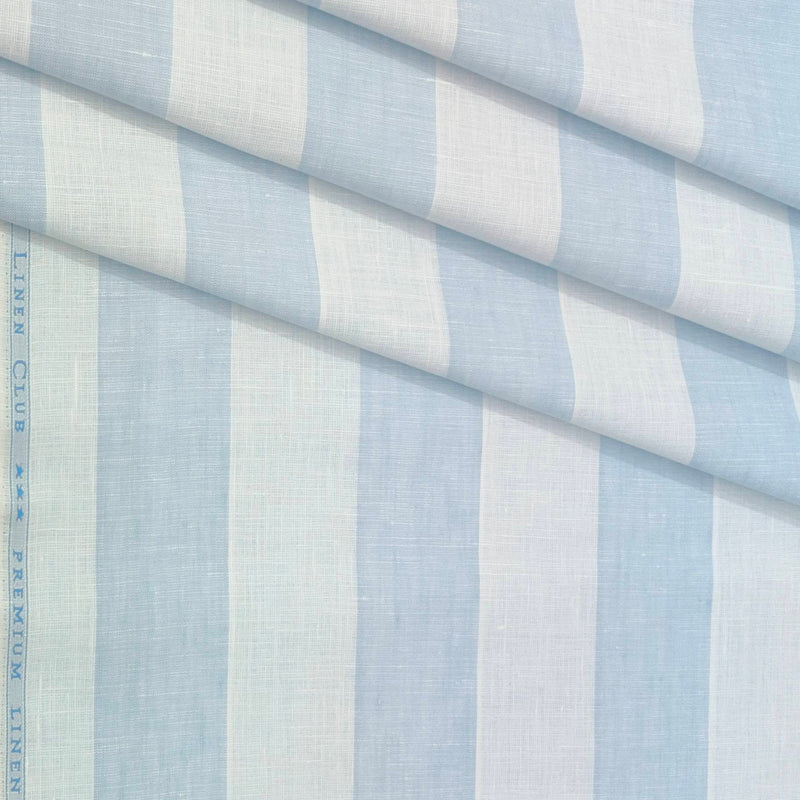 Shirt Fabric Linen Club Linen Blended Patta Lining Colour Light Blue N White