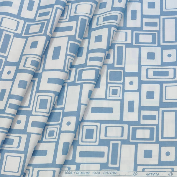 Shirt Fabric ManTire 60s Giza Cotton Printed Colour Blue N White