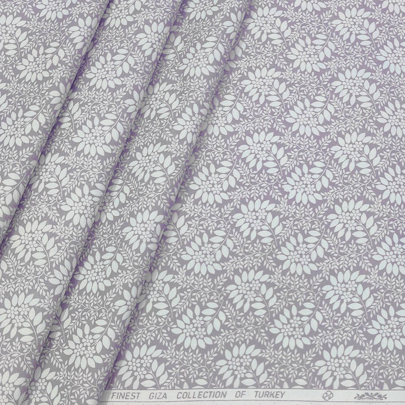 Shirt Fabric ManTire 60s Giza Cotton Printed Colour Thistle Lavender