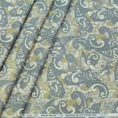 Shirt Fabric Arvind Giza Cotton Digital Print Colour Grey N Cream