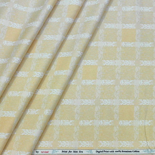 Shirt Fabric Arvind Giza Cotton Digital Print Colour Cream