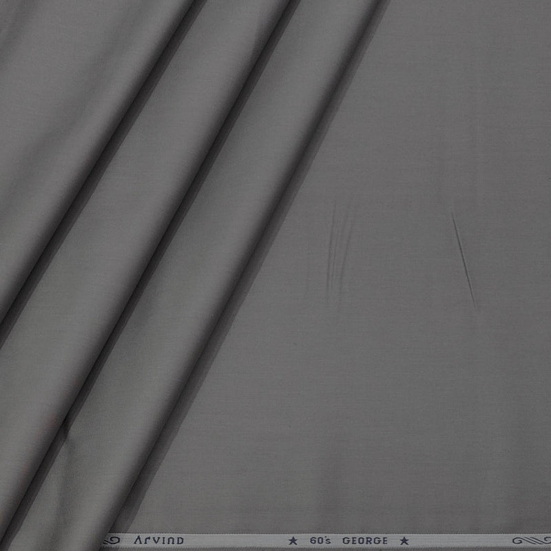 Shirt Fabric Arvind 60s Giza Cotton Plain Colour Zinc Grey