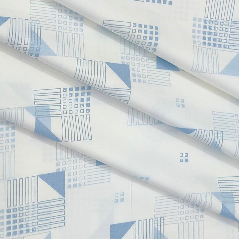 Shirt Fabric Arvind Giza Cotton Printed Colour Blue N White