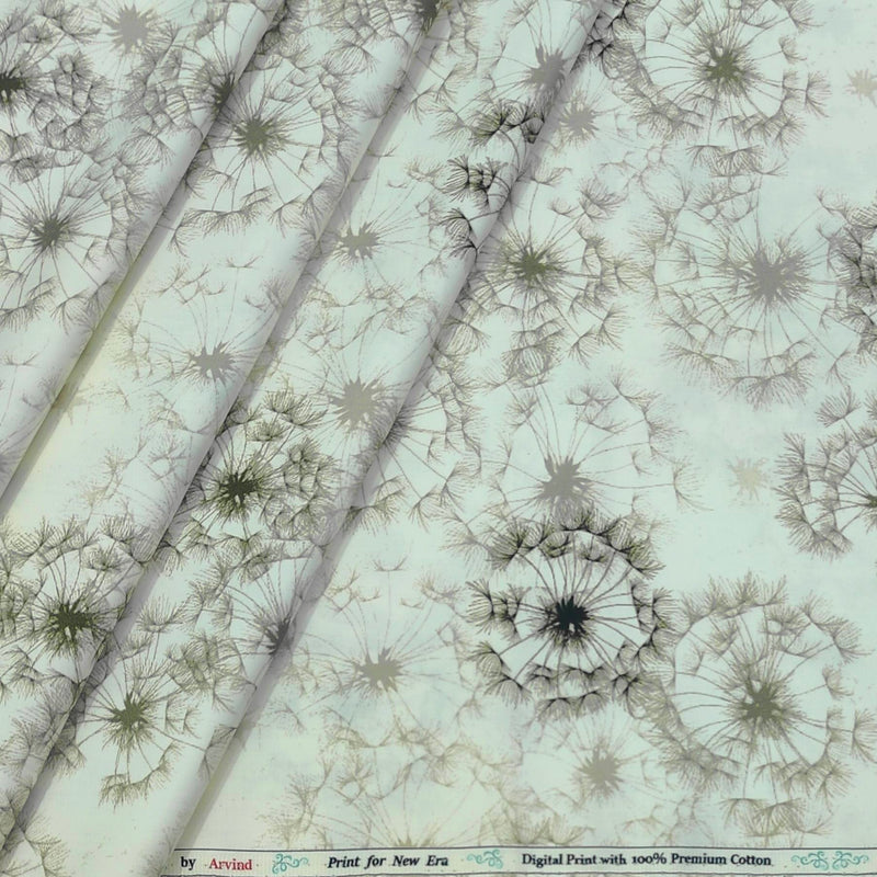 Shirt Fabric Arvind Giza Cotton Printed Colour Light Greenish Grey