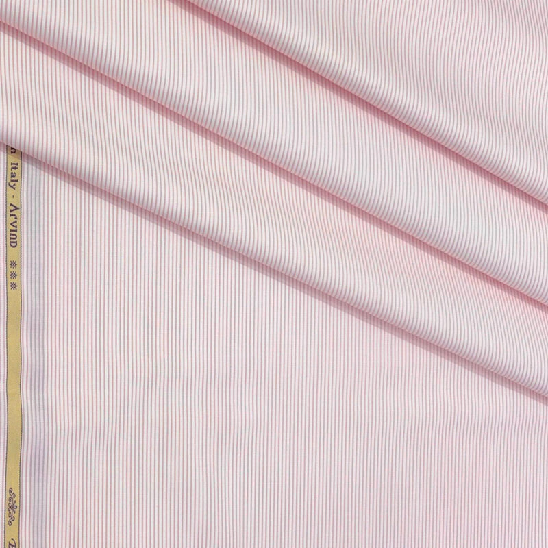 Shirt Fabric Arvind Giza Cotton Pin Lining Colour Your Pink