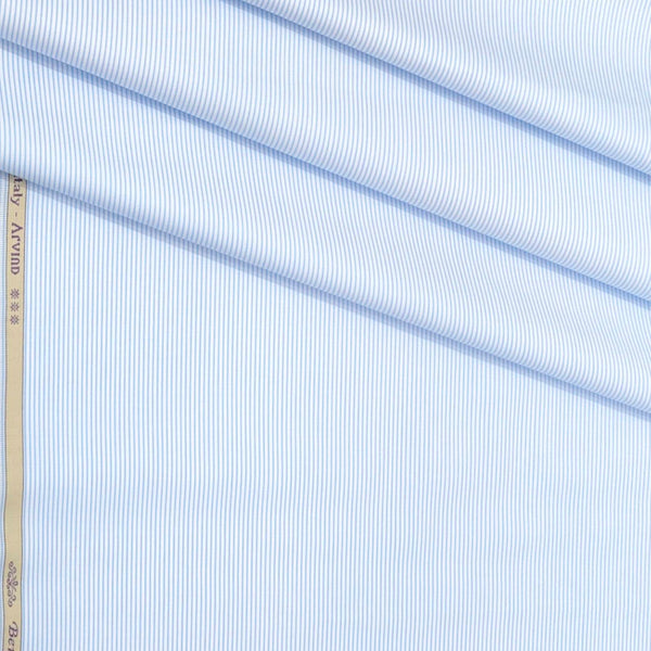 Shirt Fabric Arvind Giza Cotton Pin Lining Colour Blue N White