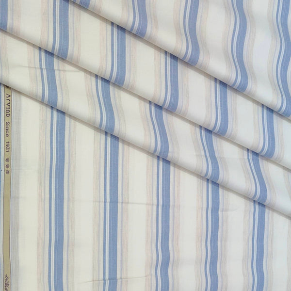 Shirt Fabric Arvind Giza Cotton Patta Lining Colour Light Cream N Glaucous Blue
