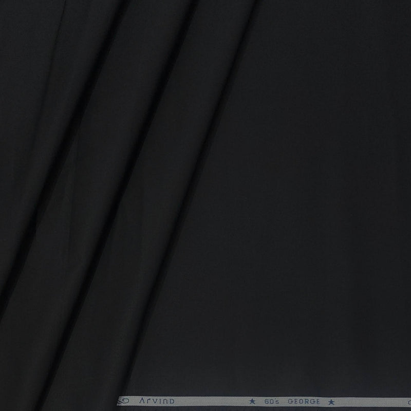 Shirt Fabric Arvind 60s Giza Cotton Plain Colour Black