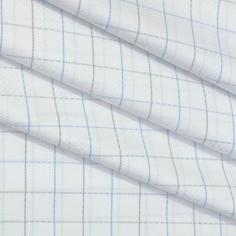 Shirt Fabric Arvind Giza Cotton Check Colour Grey N White